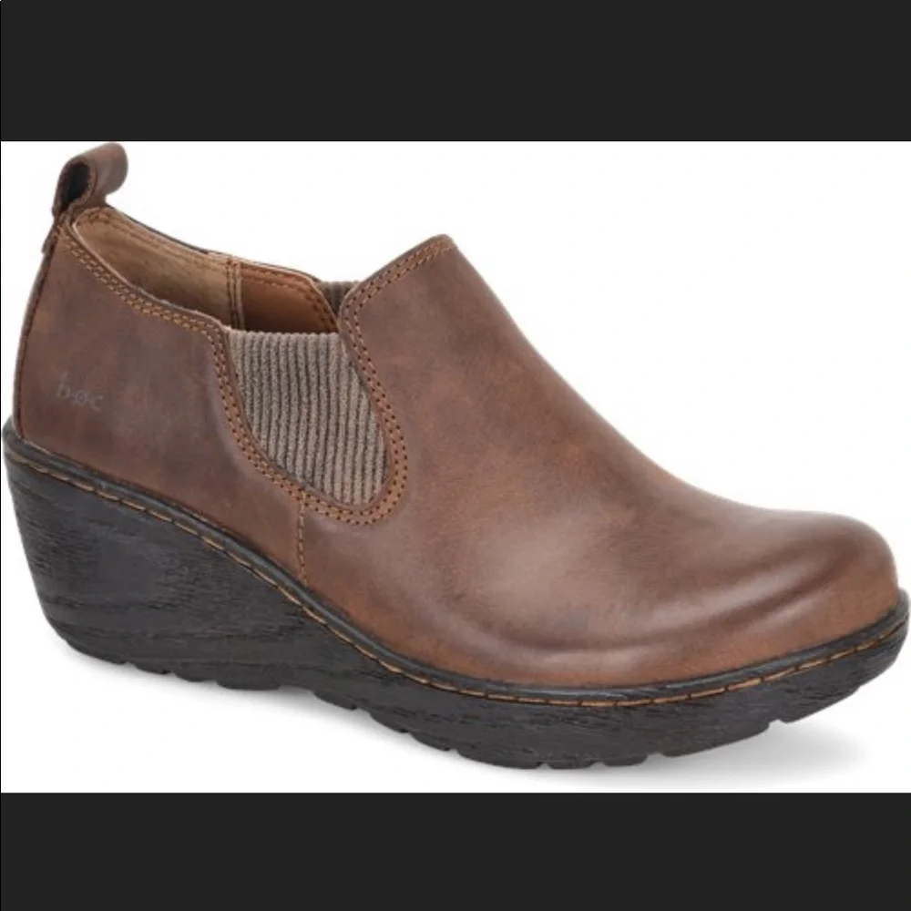B.O.C. By Born Stefana Oiled Brown Leather Comfort Booties 6.5 Earthy Classic
